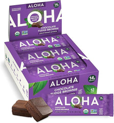 ALOHA Organic Plant - Based Protein Bars | Chocolate Fudge Brownie | Vegan, Gluten - Free, Paleo, Low - Carb, Non - GMO, Soy - Free, 12 Count - Showlu Well Nation Store