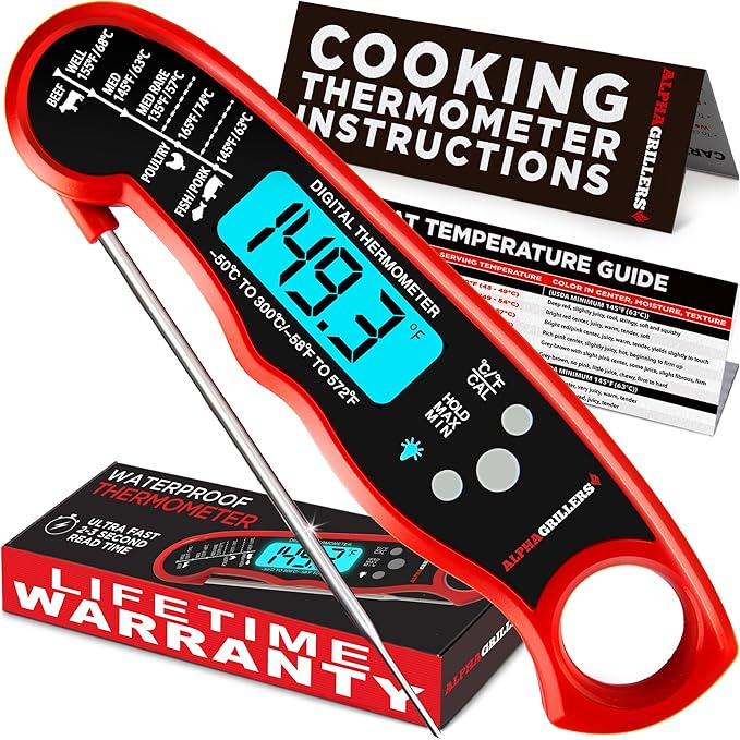 Alpha Grillers Meat Thermometer Digital - Instant Read Food Thermometer for Cooking Grilling Air Fryer Griddle Probe Kitchen Gadgets Essentials BBQ Accessories Grill Gifts for Men Him Dad Birthday - Showlu Well Nation Store