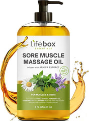 Arnica Sore Muscle Massage Oil – 100% Pure & Natural - Massage Therapy for Muscles & Joints – Body Oil Infused with Arnica Extract, Lavender Oil, Peppermint Oil & Chamomile Oil – 8 FL OZ - Showlu Well Nation Store