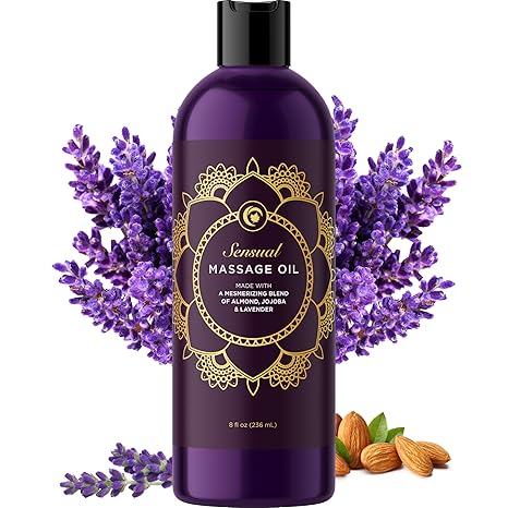 Aromatherapy Sensual Massage Oil for Couples - Relaxing Full Body Massage Oil for Date Night with Sweet Almond Oil - Vegan Lavender for Massage Therapy Smooth Gliding Formula 8 Fl Oz - Showlu Well Nation Store