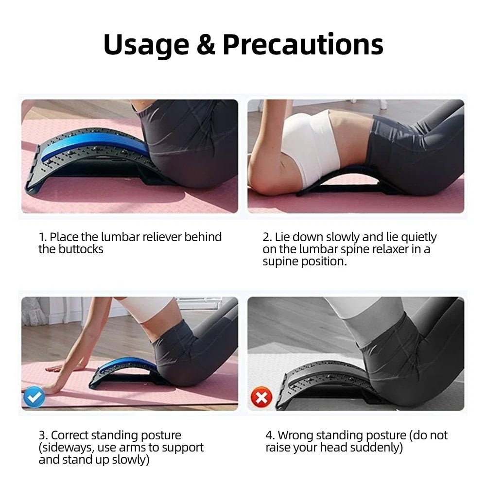 Back Stretcher Multi - Level Adjustable Massager Waist Neck Fitness Lumbar Cervical Spine Cervical Spine Support Massager Lying - Showlu Well Nation Store