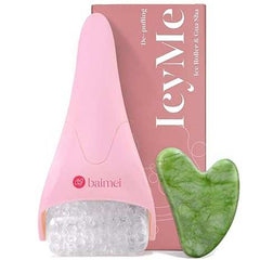 BAIMEI IcyMe Ice Roller for Face and Gua Sha Facial Tool Set, Ice Face Roller Reduces Puffiness Relieves Migraines Skin Care Tools, Self Care Gift for Women - Pink - Showlu Well Nation Store