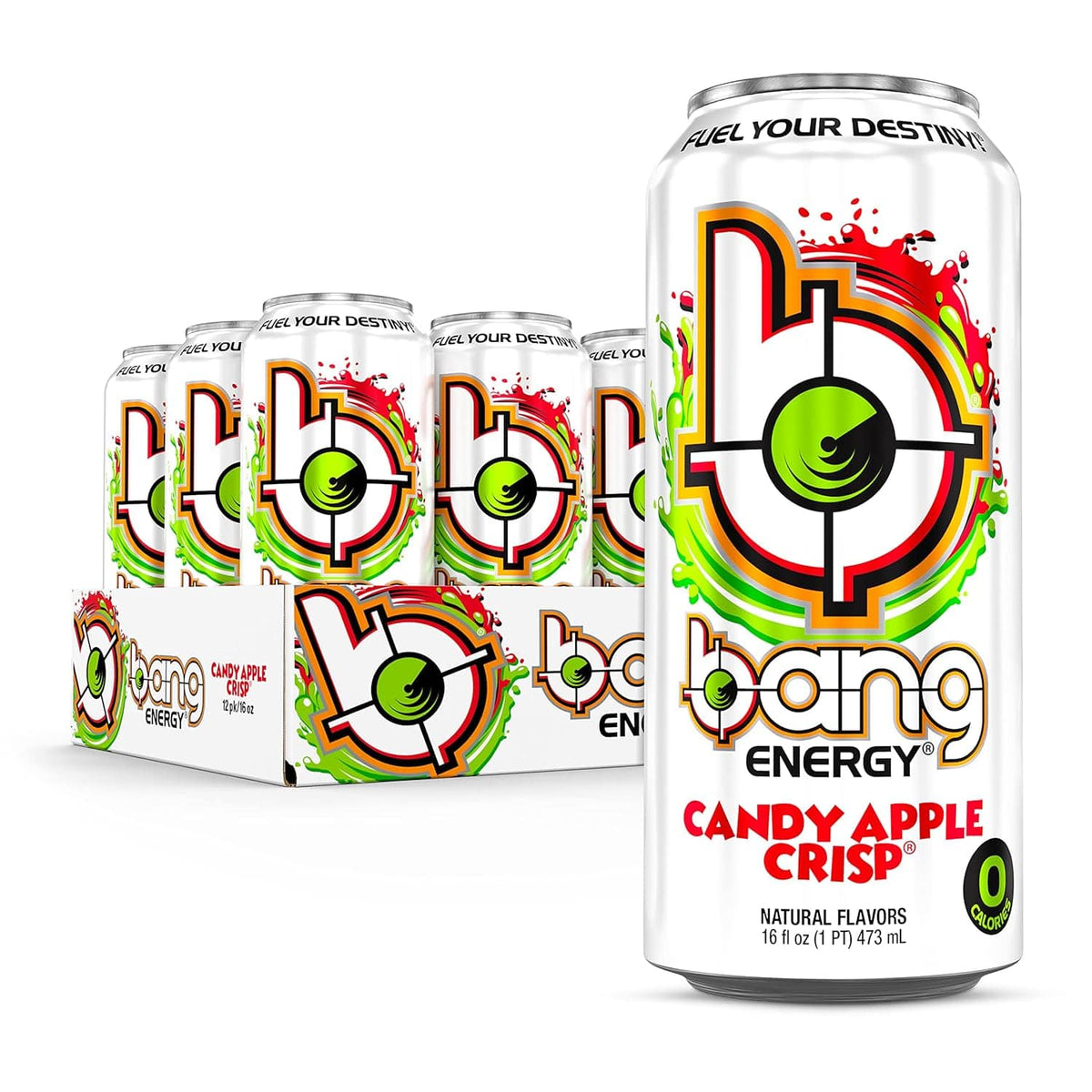 Bang Energy Candy Apple Crisp, Sugar - Free Energy Drink, 16 Fl Oz (Pack of 12) - Showlu Well Nation Store