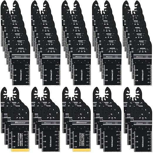 Bionso 55PCS Oscillating Saw Blades, Professional Universal Titanium Multitool Blades for Wood Plastics Metal, Quick Release Multi Tool Kits Fit Dewalt Ryobi Milwaukee Rockwell Fein Makita - Showlu Well Nation Store