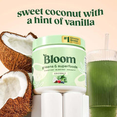 Bloom Nutrition Superfood Greens Powder, Digestive Enzymes With Probiotics And Prebiotics, Gut Health, Bloating Relief For Women, Chlorella, Green Juice Mix With Beet Root Powder, 30 SVG, Coconut - Showlu Well Nation Store