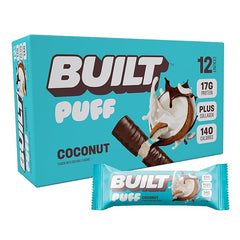 Built Bar, Puff Protein Bars, Coconut Puff, 17g Protein Snacks, On - The - Go Bars, Only 140 Calories, 6g Sugar, Collagen, Gluten Free, 12 Count - Showlu Well Nation Store