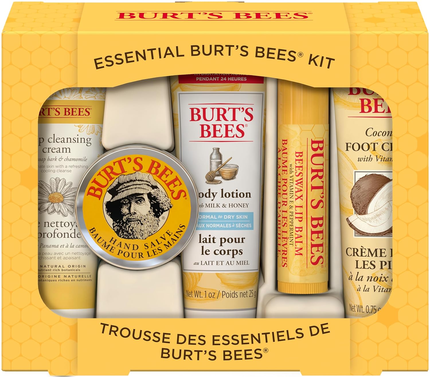 Burt's Bees Christmas Gifts, 5 Stocking Stuffers Products, Everyday Essentials Set - Original Beeswax Lip Balm, Deep Cleansing Cream, Hand Salve, Body Lotion & Coconut Foot Cream, Travel Size - Showlu Well Nation Store