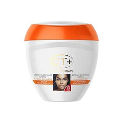 Clear Therapy + Extra Lightening Cream with Carrot Oil 400ml water-resistant adult skincare product in white and orange container