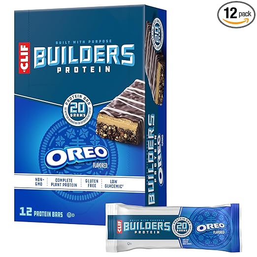 CLIF BUILDERS Protein Bars - OREO - Flavored - 20g Plant Based Protein - Gluten Free - Non - GMO - Low Glycemic - No Artificial Sweeteners - 2.4 oz. (12 Pack) - Showlu Well Nation Store