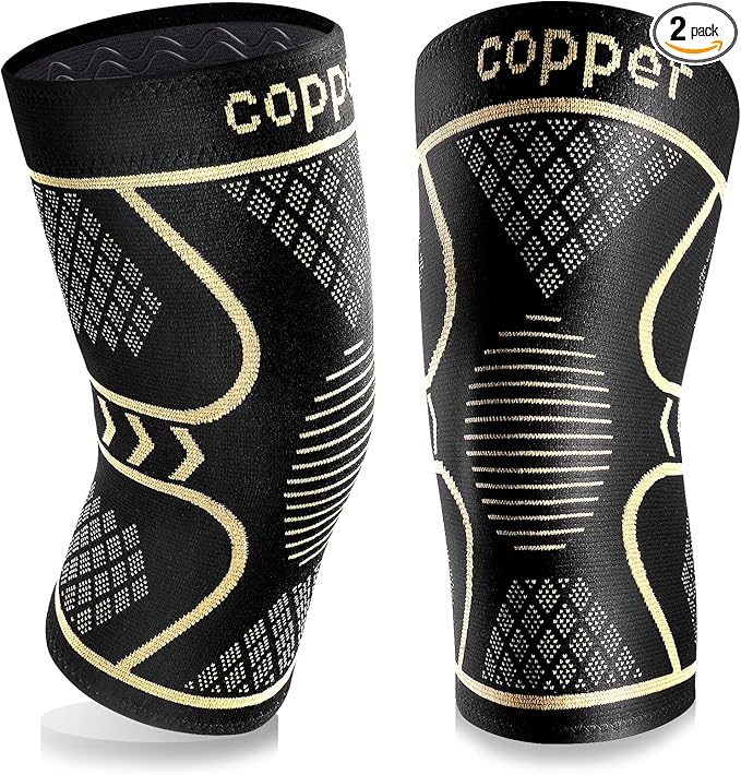 Copper Knee Braces for Women and Men 2 Pack, Knee Compression Sleeve for Knee Pain, Arthritis,ACL, Meniscus Tear, Joint Pain Relief, Knee Support for Running, Working Out, Fitness, Weightlifting - M - Showlu Well Nation Store