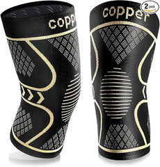 Copper Knee Braces for Women and Men 2 Pack, Knee Compression Sleeve for Knee Pain, Arthritis,ACL, Meniscus Tear, Joint Pain Relief, Knee Support for Running, Working Out, Fitness, Weightlifting - M - Showlu Well Nation Store