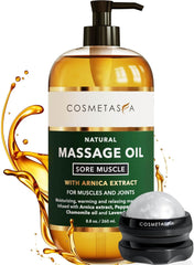 Cosmetasa Massage Oil for Sore Muscles with Roller Ball - Soothes Joints & Muscles with Arnica, Lavender Oil, Peppermint Oil & Chamomile Extract - Showlu Well Nation Store