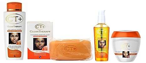 CT+ Clear Therapy Extra Lightening Skin Cream, Lotion, Soap, Serum, and Liner pencil set with sample fragrance
