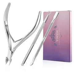 Cuticle Trimmer with Cuticle Pusher and Cutter - YINYIN Cuticle Remover Nippers Professional Stainless Steel Cutter Clippers,Pedicure Manicure Tools for Fingernails Toenails(Silver) - Showlu Well Nation Store
