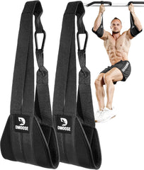 DMoose Fitness Hanging Ab Straps for Pull Up Bar & Core Strength Training - Soft Padded Exercise Straps for Ab Swing & Leg Raises, Hang Bar Strap with 2 Steel Carabiners - Abs Equipment for Home & Gym - Showlu Well Nation Store