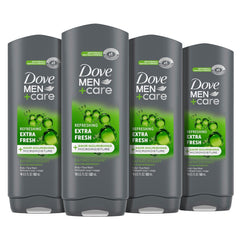 Dove Men+Care Body Wash Extra Fresh 4 Count for Men's Skin Care Body Wash Effectively Washes Away Bacteria While Nourishing Your Skin 18 oz - Showlu Well Nation Store