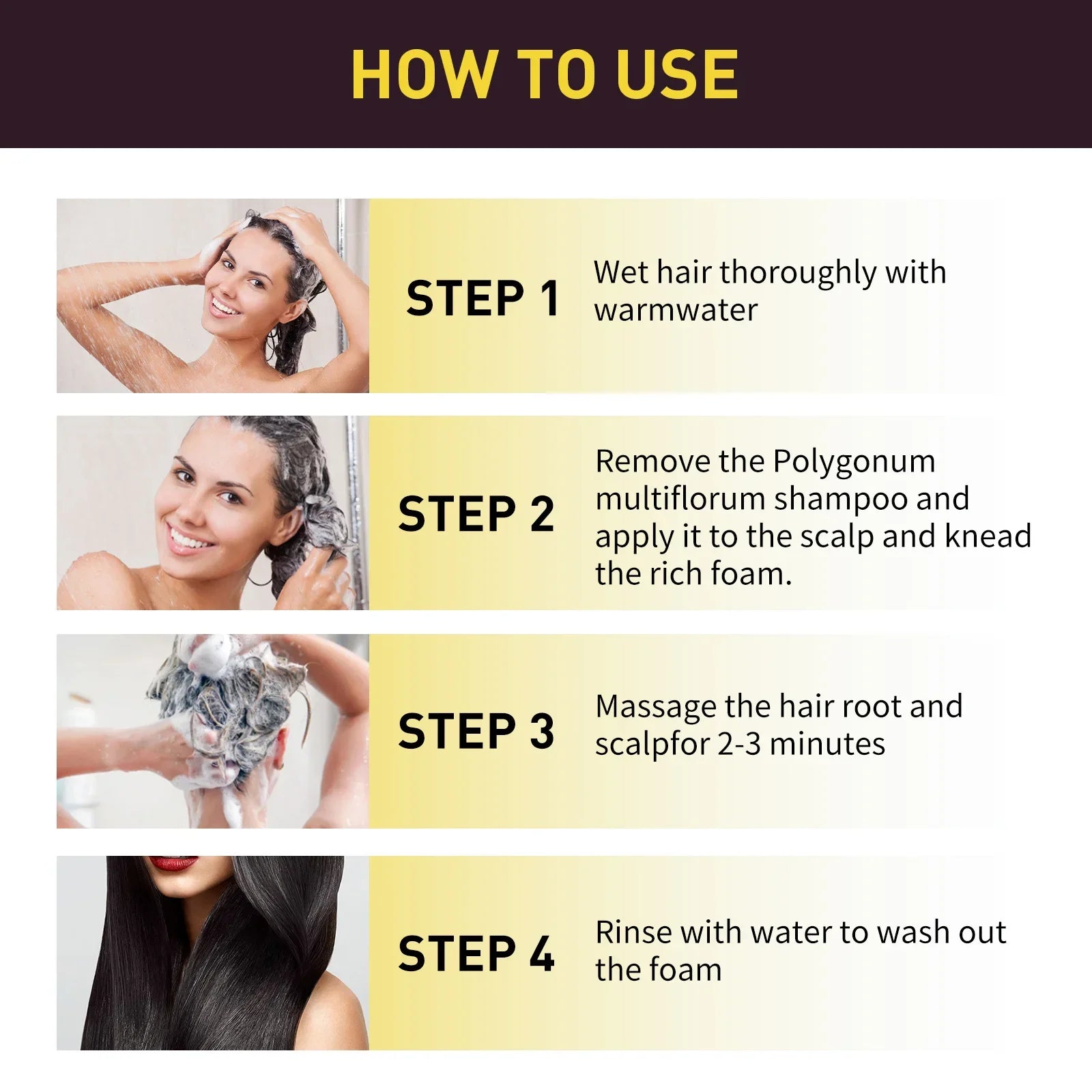 EELHOE Black Hair Dye Shampoo 3 in 1 Growth Clean Hair Darkening Deep Nourishing Black Hair Dye Shampoo Natural Organic Herbal - Showlu Well Nation Store