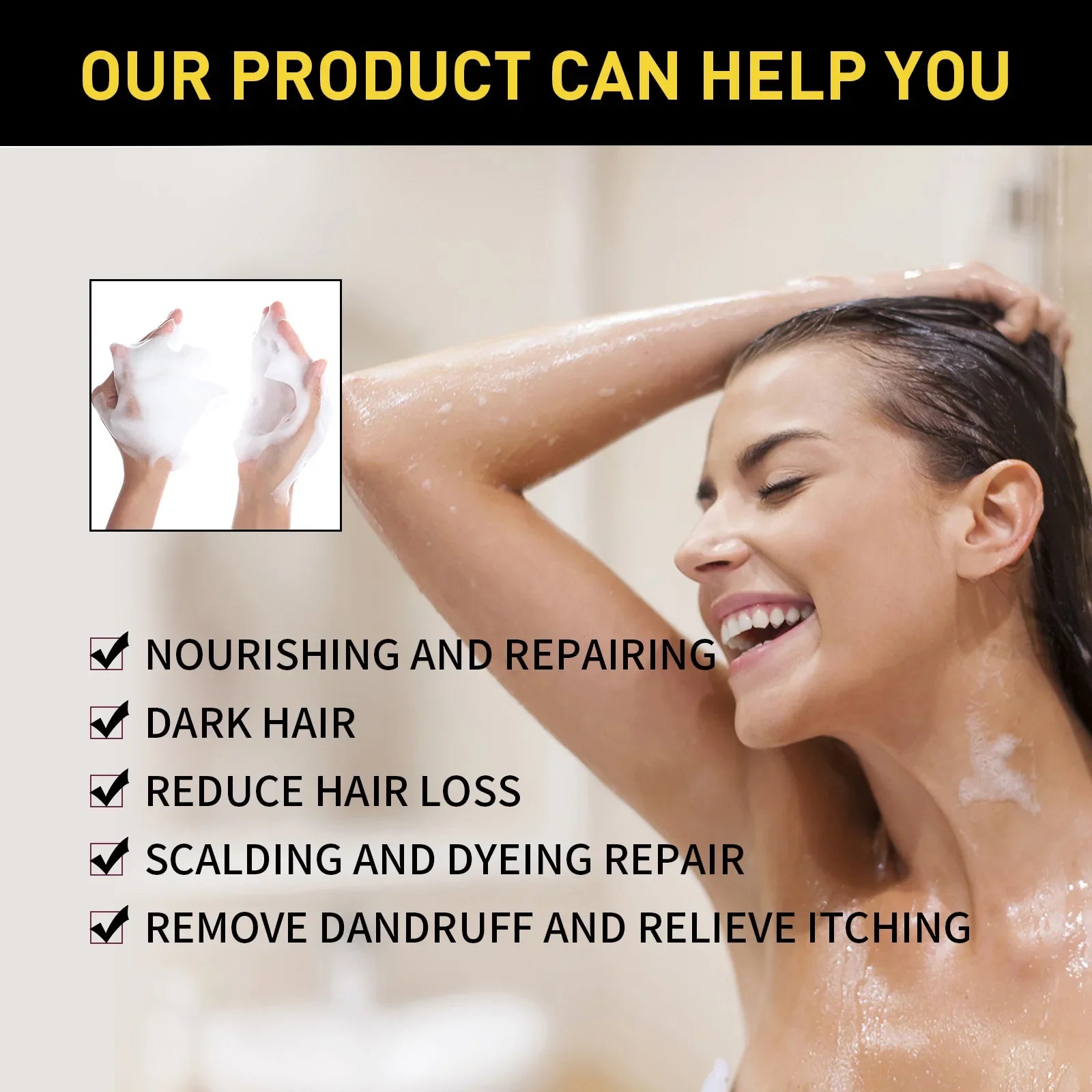 EELHOE Black Hair Dye Shampoo 3 in 1 Growth Clean Hair Darkening Deep Nourishing Black Hair Dye Shampoo Natural Organic Herbal - Showlu Well Nation Store