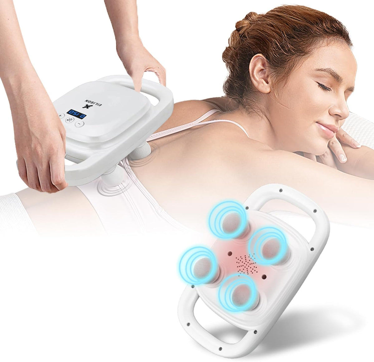 EILISON Massage Gun, Massage Gun Deep Tissue 4 Heads, Muscle Gun for Back, Shoulder, Neck, Body Massage Gifts for Men & Women, Muscle Tissue Therapy for Pain Relief Long Last Battery 5000RPM (White) - Showlu Well Nation Store