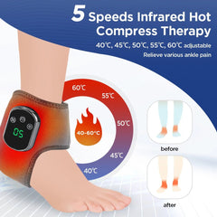 Electric Heat And Vibration Ankle Massager Infrared Hot Compress Therapy Ankle Massage Heated Wrap Support Brace Foot Protector - Showlu Well Nation Store