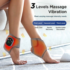 Electric Heat And Vibration Ankle Massager Infrared Hot Compress Therapy Ankle Massage Heated Wrap Support Brace Foot Protector - Showlu Well Nation Store