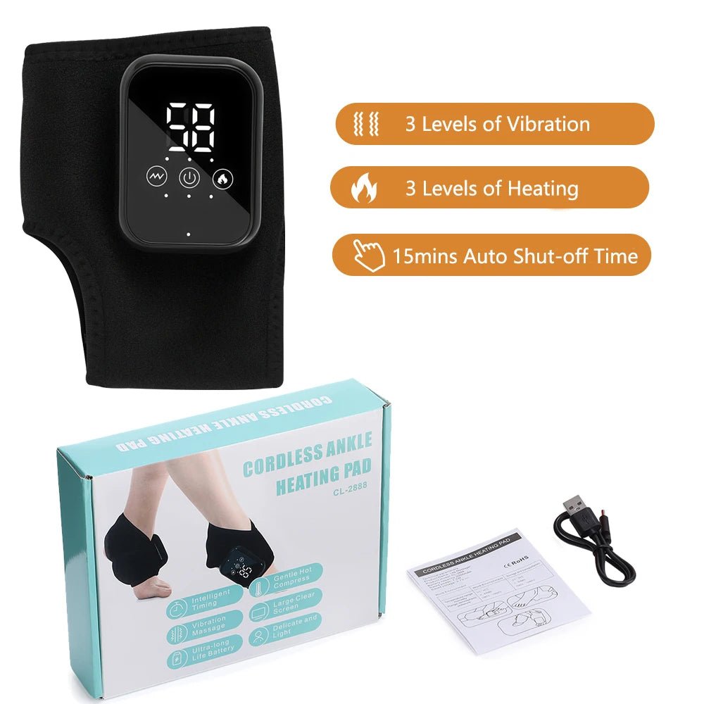 Electric Heat And Vibration Ankle Massager Infrared Hot Compress Therapy Ankle Massage Heated Wrap Support Brace Foot Protector - Showlu Well Nation Store