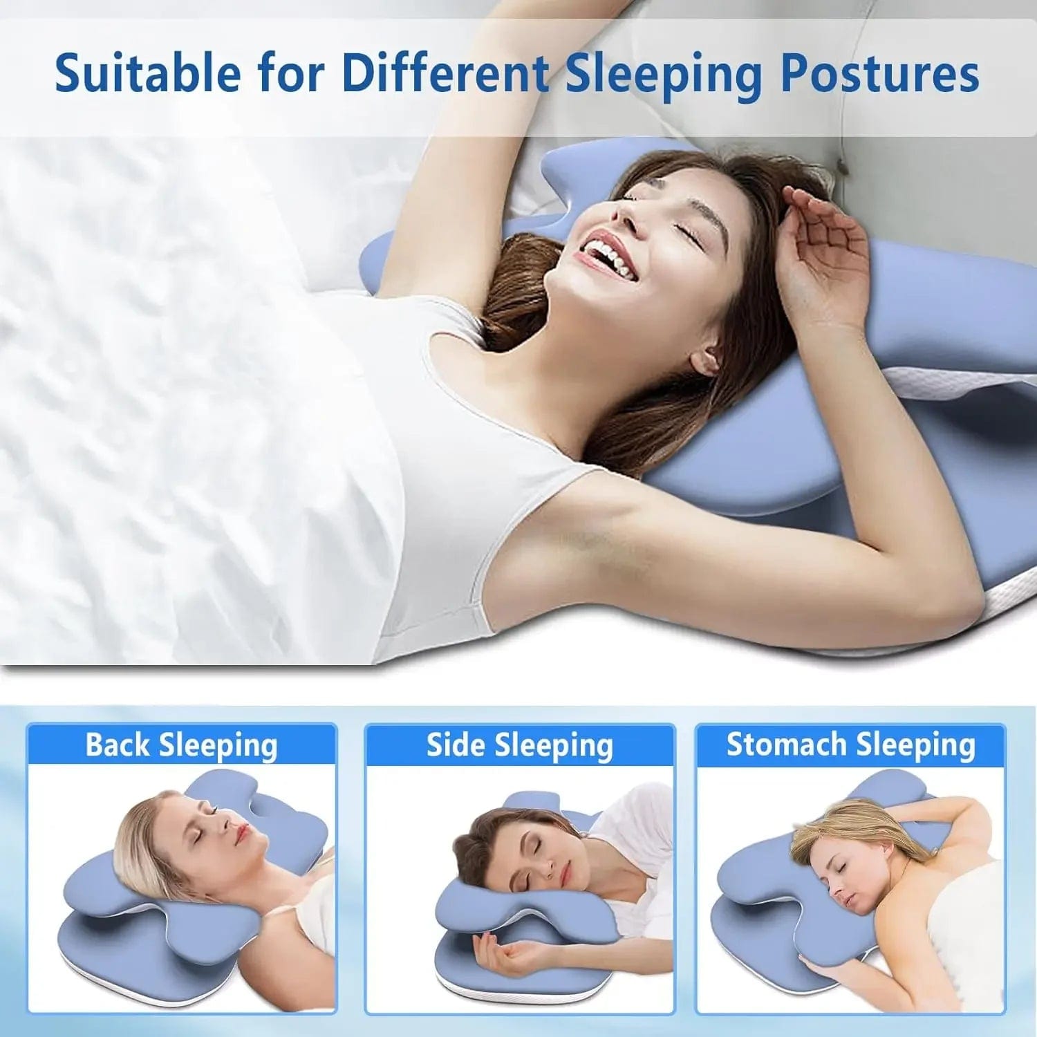 Ergonomic Cervical Pillow Memory Foam Pillow Neck Pain Relief Comes With Ice Silk Pillowcase Adjustable For Back Side Sleepers - Showlu Wellness Nation Store