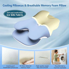 Ergonomic Cervical Pillow Memory Foam Pillow Neck Pain Relief Comes With Ice Silk Pillowcase Adjustable For Back Side Sleepers - Showlu Well Nation Store