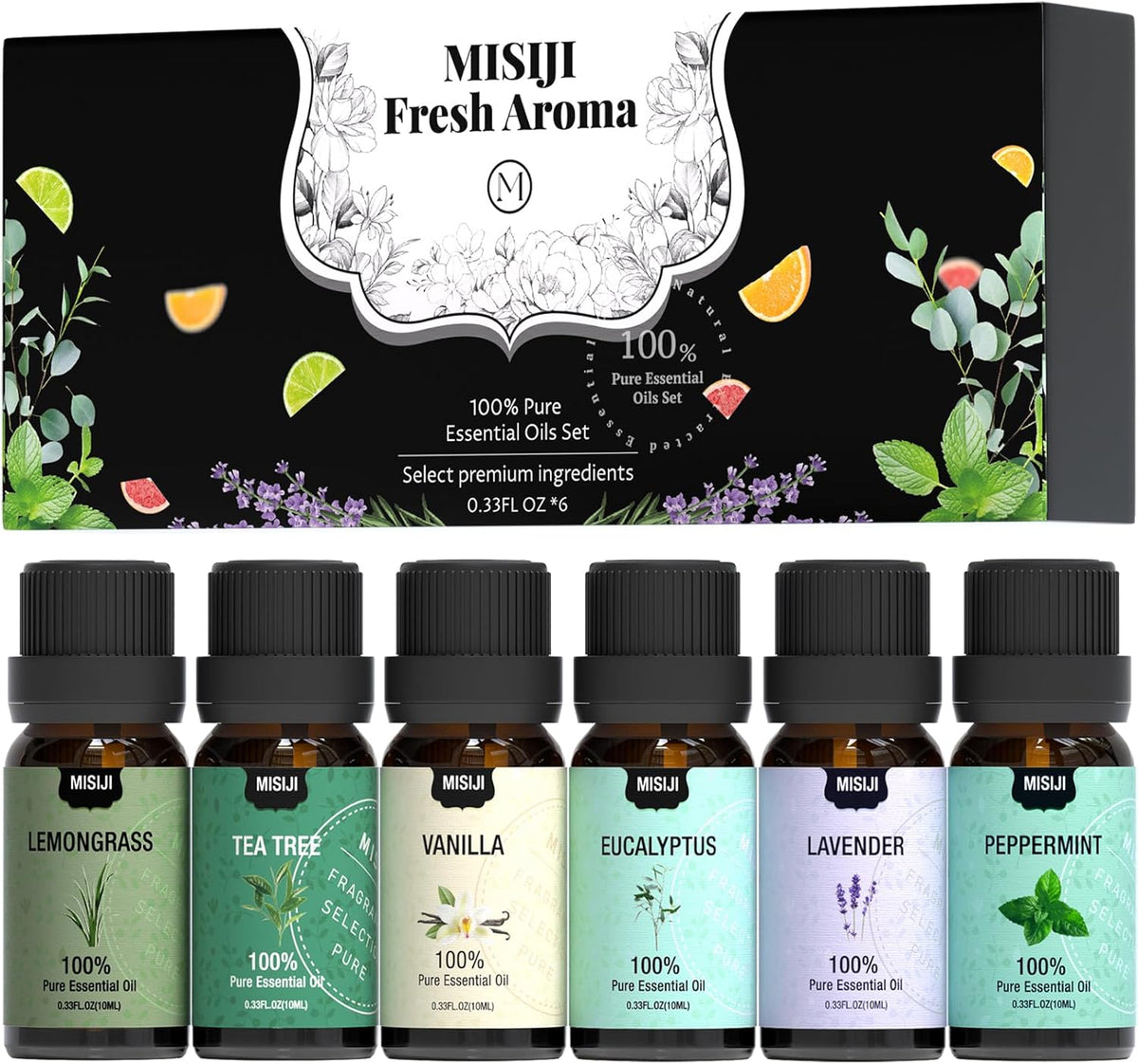 Essential Oils Set Top 6 Aromatherapy - Essential Oils for Diffuser for Home,Air Freshening Diffuser Oils Scents for Aromatherapy,Laundry,Candle&Soap Making,Humidifiers 6 X 10ML - Showlu Well Nation Store