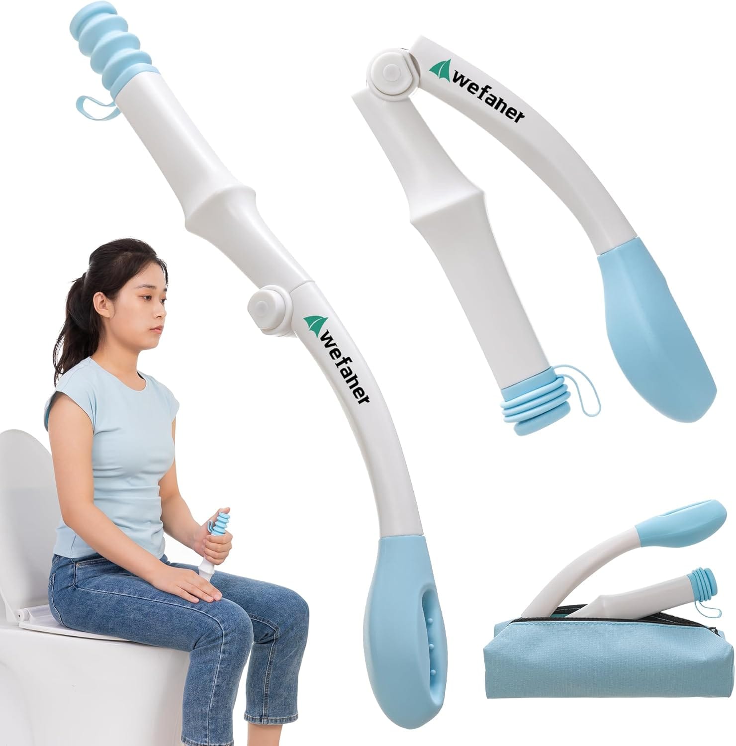 Foldable Toilet Aid, 15.6“ Long Comfort Wipe Wand Bottom Buddy Toilet Self Tissue Aids for Toileting, Self Help Wipe Butt for Fat People Limited Mobility,Elderly, Pregnancy - Showlu Well Nation Store