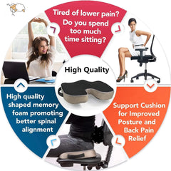 For Tailbone Sciatica back Pain relief Comfort Office Chair Car Seat Cushion Non - Slip Orthopedic Memory Foam Coccyx Cushion - Showlu Wellness Nation Store