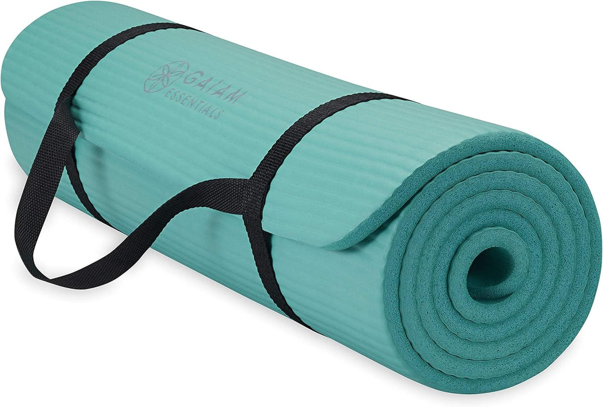 Gaiam Essentials Thick Yoga Mat Fitness & Exercise Mat with Easy - Cinch Yoga Mat Carrier Strap, 72"L x 24"W x 2/5 Inch Thick - Showlu Well Nation Store