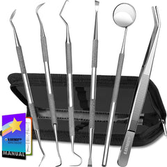 G.CATACC Dental Tools, Dental Pick Teeth Cleaning Tools, Dental Hygiene Kit, Plaque Remover for Teeth, Professional Stainless Steel Tooth Scraper Plaque Tartar Cleaner - with Case - Showlu Well Nation Store