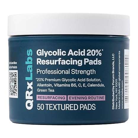 Glycolic Acid 20% Resurfacing Pads for Face & Body with Vitamins B5, C & E, Green Tea, Calendula, Allantoin - Exfoliates Surface Skin and Reduces Appearance of Fine Lines and Wrinkles - Peel Pads - Showlu Well Nation Store