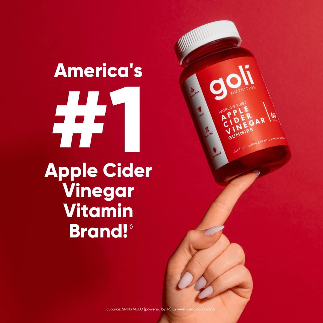 Goli Apple Cider Vinegar Gummy Vitamins - 60 Count - Vitamin B12, Gelatin - Free, Gluten - Free, Vegan & Non - GMO - Showlu Well Nation Store
