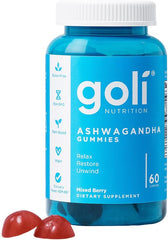 Goli Ashwagandha & Vitamin D Gummy - 60 Count - Mixed Berry, KSM - 66, Vegan, Plant Based, Non - GMO, Gluten - Free & Gelatin Free Relax. Restore. Unwind, Pack of 1 - Showlu Well Nation Store