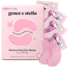 grace & stella Award Winning Under Eye Mask (Pink, 24 Pairs) Reduce Dark Circles, Puffy Eyes, Undereye Bags, Wrinkles - Gel Under Eye Patches - Birthday Gifts for Women - Vegan Cruelty - Free Self Care - Showlu Well Nation Store