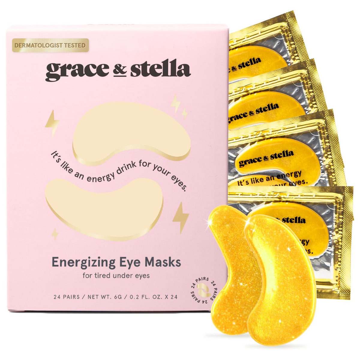 grace & stella Under Eye Mask (Gold, 24 Pairs) Reduce Dark Circles, Puffy Eyes, Undereye Bags, Wrinkles - Gel Under Eye Patches - Gifts for Women - Birthday Gifts for Women - Vegan Cruelty Free - Showlu Wellness Nation Store