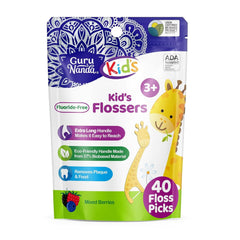 GuruNanda Dental Floss Picks for Kids, Extra - Long Giraffe - Shaped Picks, Fluoride - Free, Anti - Slip & Shred - Resistant Design & Eco - Friendly Handle & Berry Flavor, Ideal for Ages 3+, 40 Count (Pack of 1) - Showlu Well Nation Store