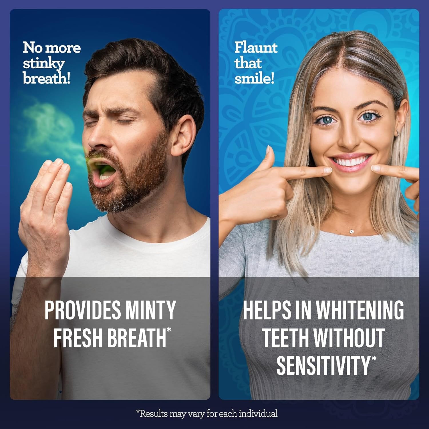 GuruNanda Teeth Whitening Dual Barrel Oxyburst Mouthwash - Alcohol & Fluoride Free with 100% Natural Essential Oils, Hydrogen Peroxide to Promote Whiter Teeth - Wild Mint - 20 Fl Oz - Showlu Well Nation Store