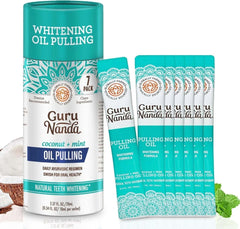 GuruNanda Travel Sachets Coconut Oil Pulling (Mickey D), 7 Essential Oils & Vitamins For Happy Gums - Fresh Breath & Whitening Mouthwash - 7 Pack - Showlu Well Nation Store