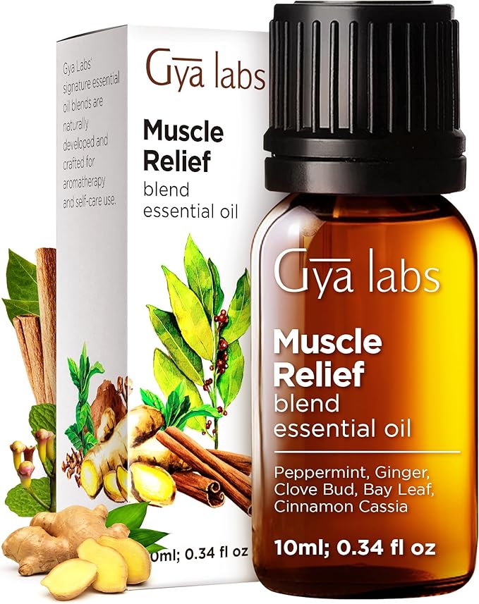 Gya Labs Muscle Relief Essential Oil Blend - Warm, Soothing Scent (0.34 Fl Oz) - Showlu Well Nation Store