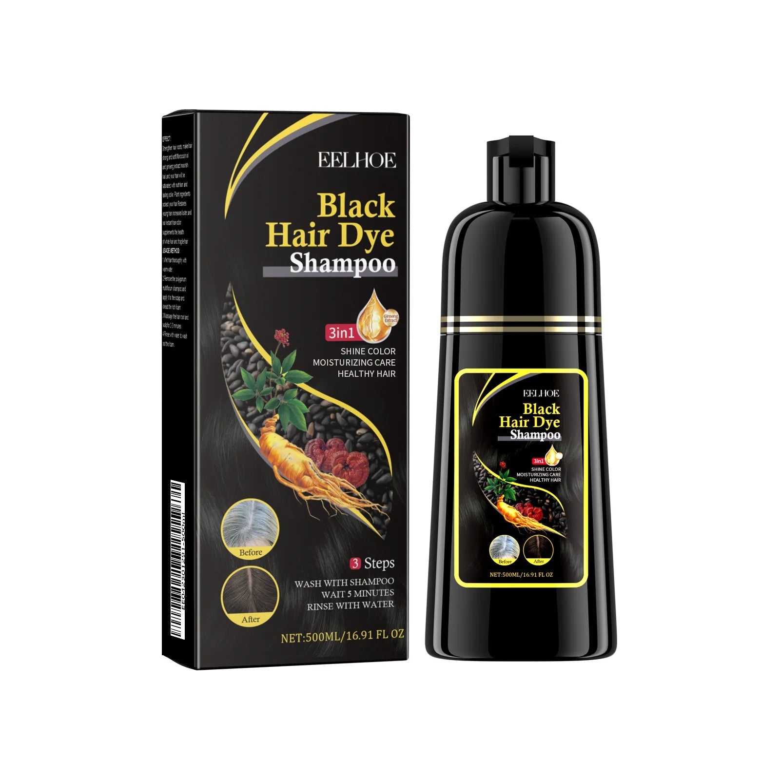 Hair Color Dye Shampoo Gray White Cover Natural Fast Dye Repair Dry Damaged Cleaning Nourishing Roots Restore Black Hair Shampoo - Showlu Well Nation Store