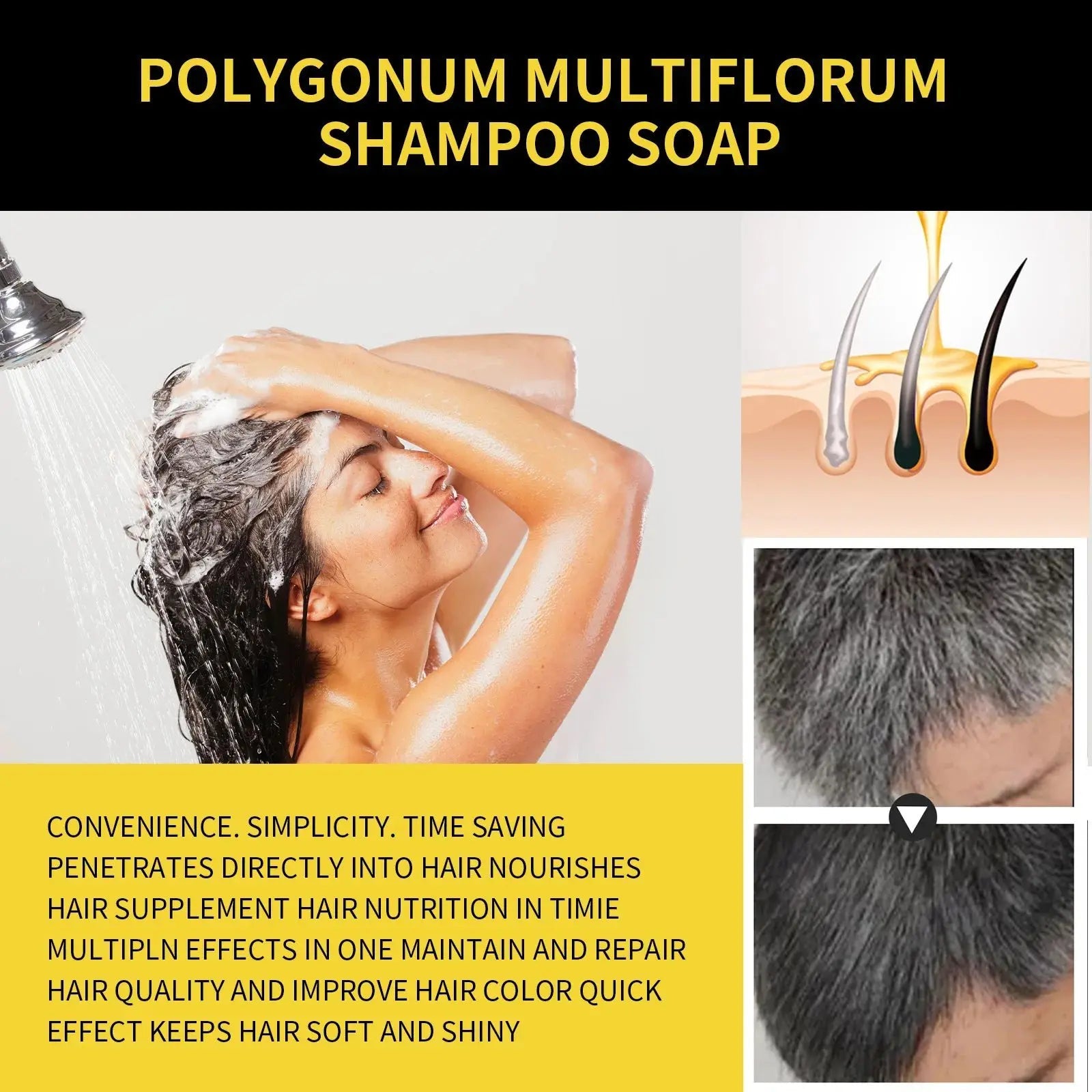 Hair Color Dye Shampoo Gray White Cover Natural Fast Dye Repair Dry Damaged Cleaning Nourishing Roots Restore Black Hair Shampoo - Showlu Well Nation Store