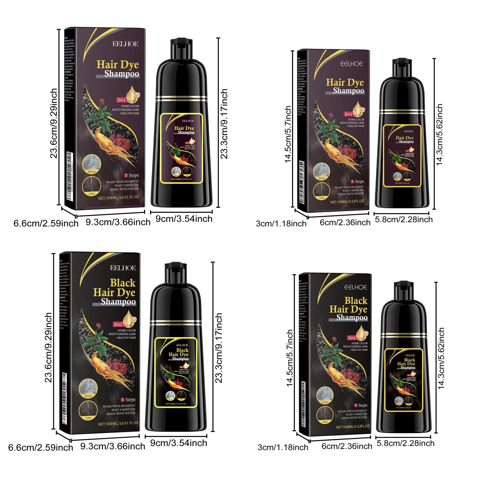 Hair Color Dye Shampoo Gray White Cover Natural Fast Dye Repair Dry Damaged Cleaning Nourishing Roots Restore Black Hair Shampoo - Showlu Well Nation Store