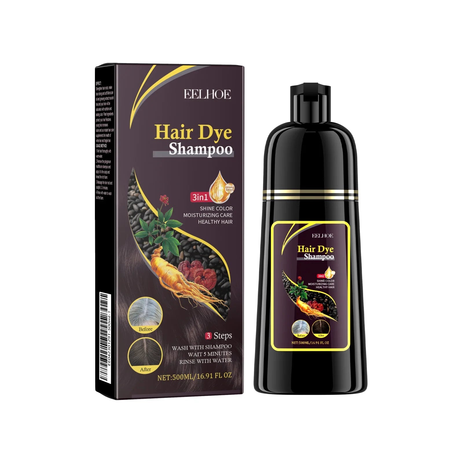 Hair Color Dye Shampoo Gray White Cover Natural Fast Dye Repair Dry Damaged Cleaning Nourishing Roots Restore Black Hair Shampoo - Showlu Well Nation Store