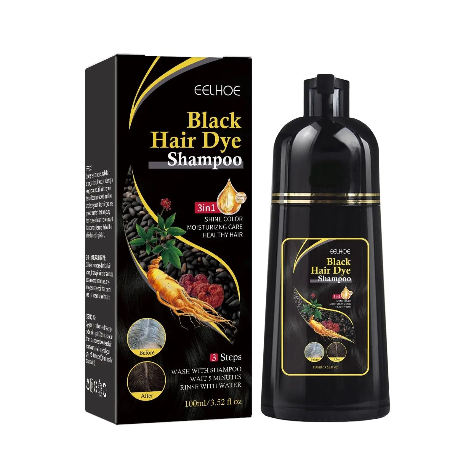 Hair Color Dye Shampoo Gray White Cover Natural Fast Dye Repair Dry Damaged Cleaning Nourishing Roots Restore Black Hair Shampoo - Showlu Well Nation Store