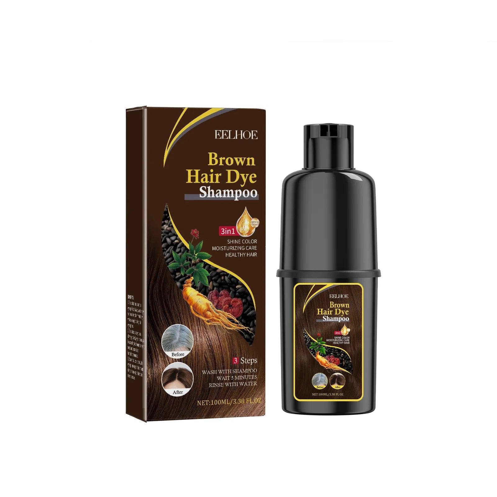 Hair Dyeing Shampoo 3 - in - 1 Rapid Hair Dyeing Repair Dry Cleaning Nourishing Hair Roots Restoration Hair Coloring Black Shampoo - Showlu Well Nation Store