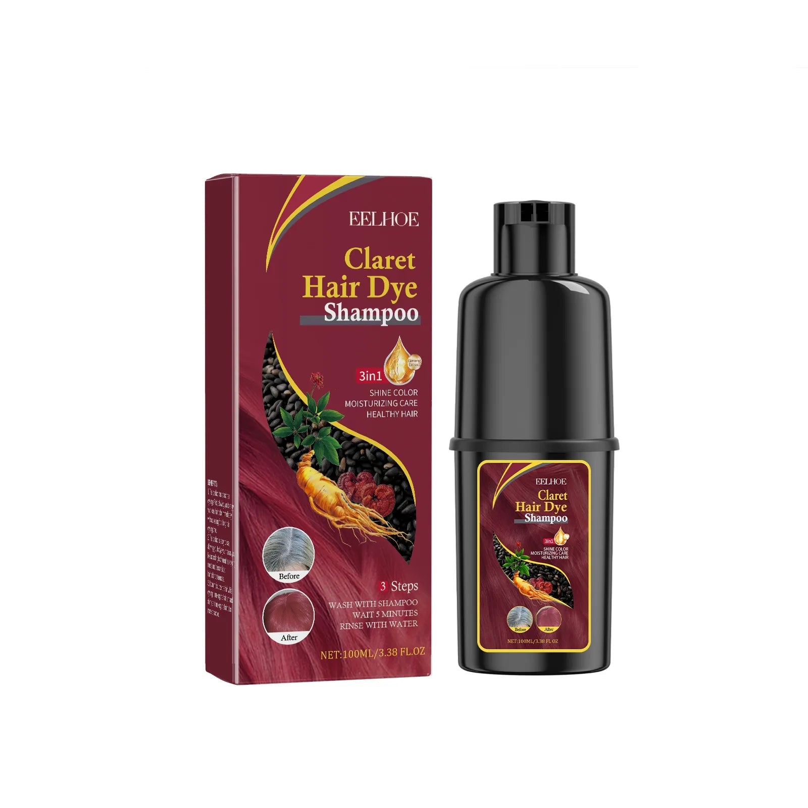 Hair Dyeing Shampoo 3 - in - 1 Rapid Hair Dyeing Repair Dry Cleaning Nourishing Hair Roots Restoration Hair Coloring Black Shampoo - Showlu Well Nation Store