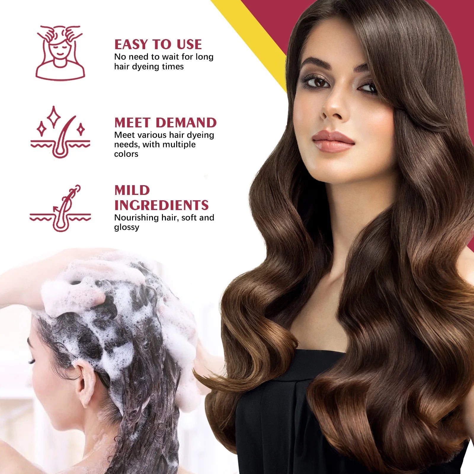 Hair Dyeing Shampoo 3 - in - 1 Rapid Hair Dyeing Repair Dry Cleaning Nourishing Hair Roots Restoration Hair Coloring Black Shampoo - Showlu Well Nation Store
